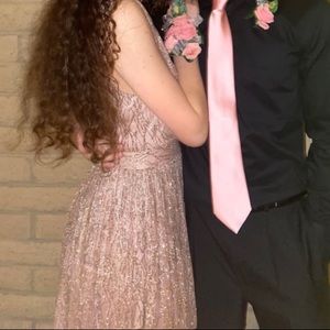 Champagne floor length sparkly dress